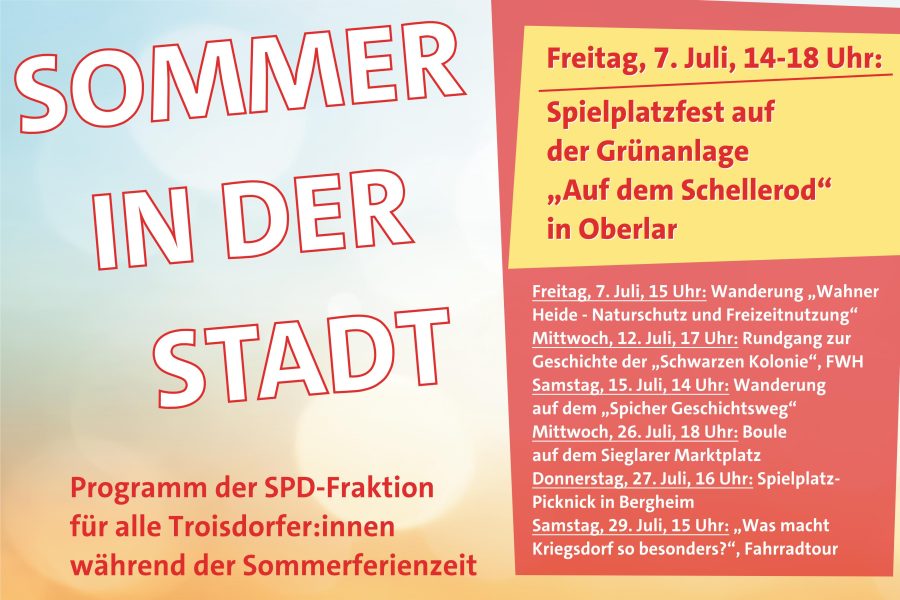 20230623_HP_Header_Sommerprogramm_SPD_Fraktion_Troisdorf_Ferienzeit_Oberlar_Spielplatzfest